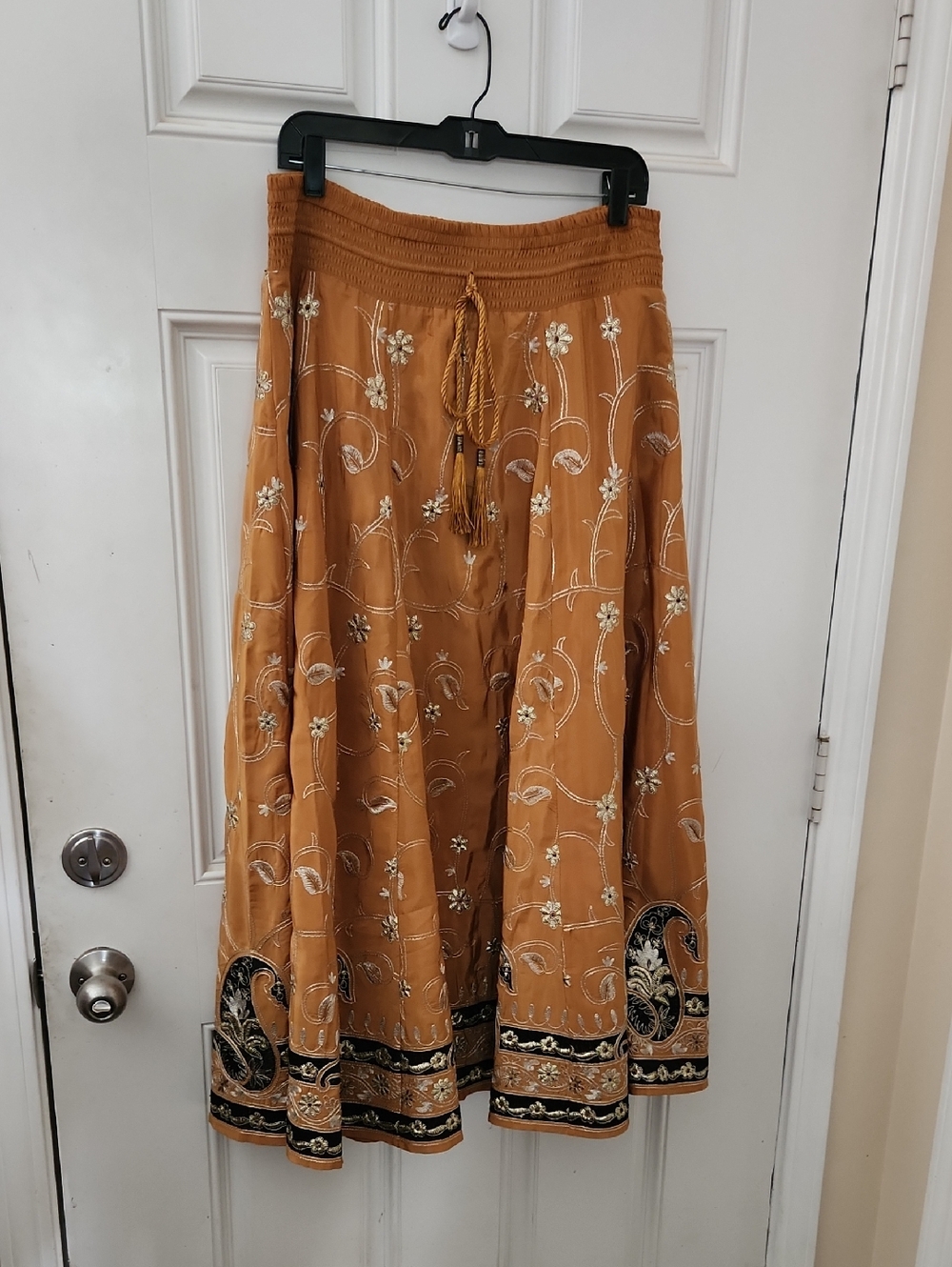 Women's Soft Surroundings Embroidered Maxi Skirt - Mustard Size Large